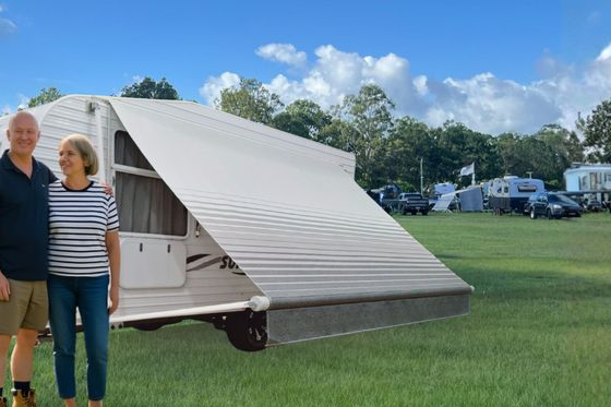 Caravan with awning